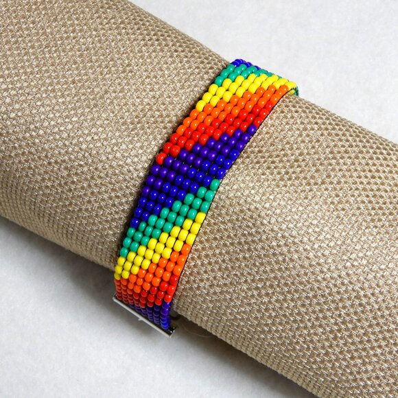 Pride rainbow bead bracelet, handmade, adjustable, 30% to charity - Picture 3 of 5